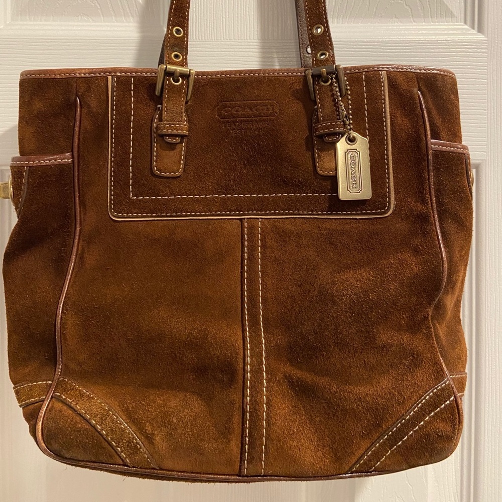 Vintage Coach Chocolate Brown Suede Tote